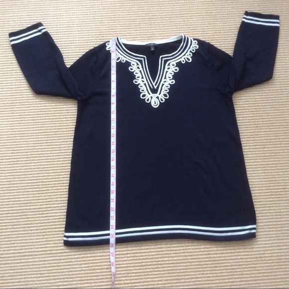 Talbots Navy Blue Sweater with White Trim - LP - Picture 8 of 12